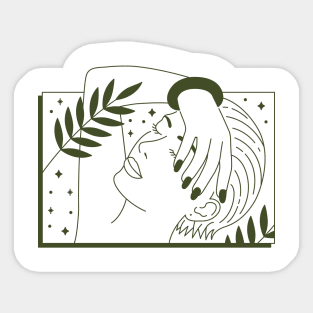 Woman with plants Sticker